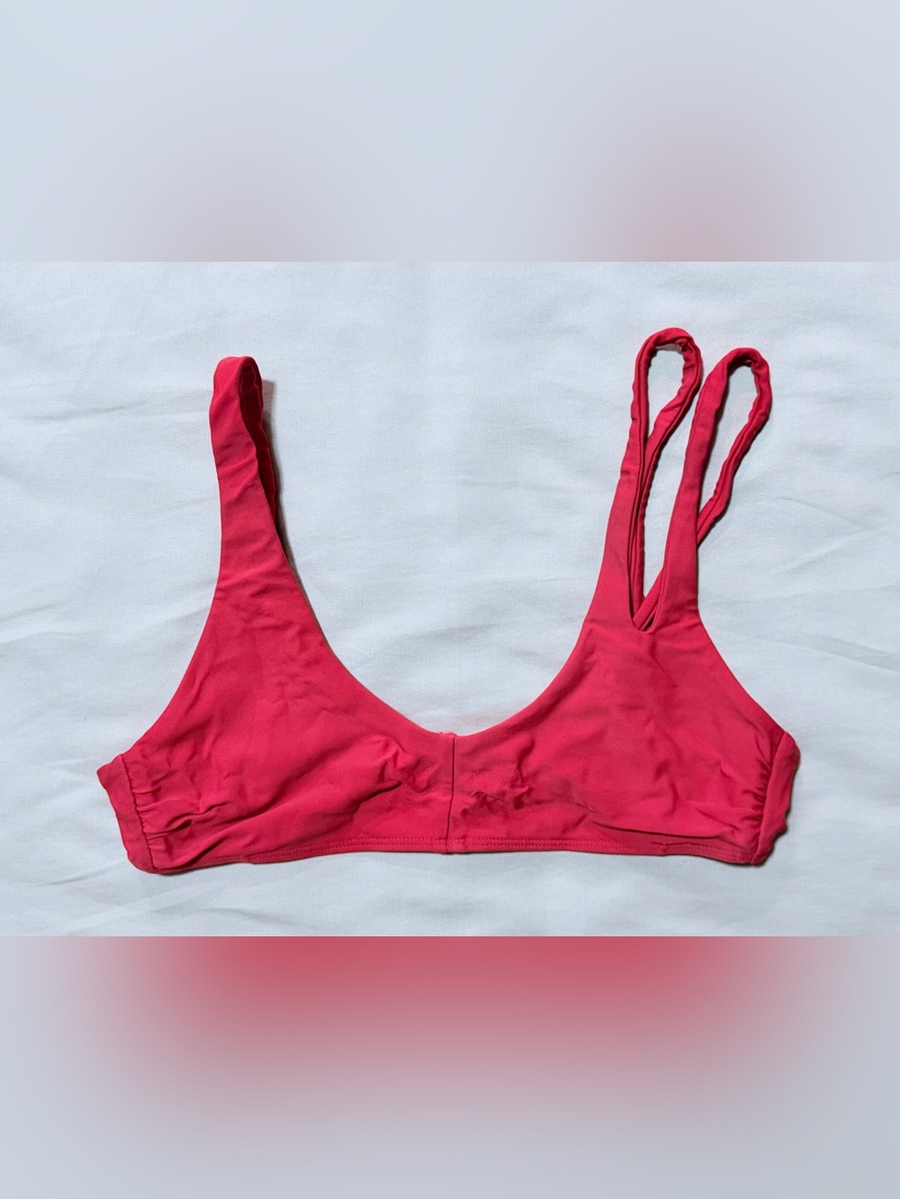 Aerie Asymmetric Double Strap Scoop Bikini Top Pink Small